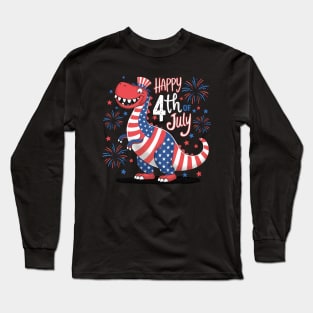 4th July | Happy Birthday America Dino Long Sleeve T-Shirt